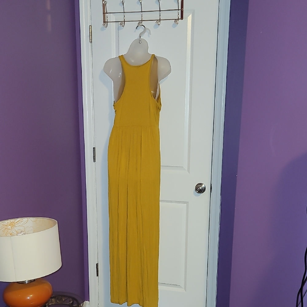 Elegant Mustard Yellow Maxi Dress Sz: XL - Picture 5 of 6